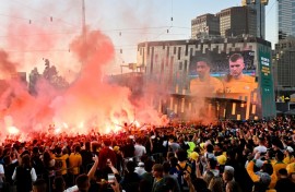 Australian Socceroos fans have been accused of unruly behaviour at previous watch parties in Melbourne's Federation Square