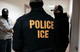 Officers of federal Immigration and Customs Enforcement (ICE) typically cover their faces on operations