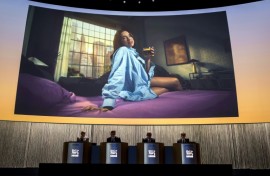 Dua Lipa, shown here in an advertising campaign for Nespresso, is suing Samsung over alleged copyright violations over the use of the singer's image on a television box