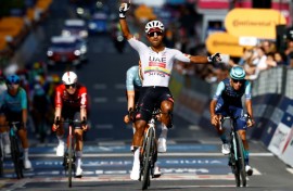 Ecuadorian rider Jhonatan Narvaez wins the Giro d'Italia fourth stage in Italy after three stages were held in Bulgaria