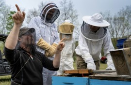 Bee researcher Zac Lamas, left, has taken a job with a local university amid uncertainty about the Beltsville bee lab's future