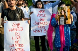 Women's rights activists, including some of Sana Yousaf's friends, staged protests in Islamabad following her killing