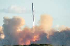 A previous iteration of SpaceX's Starship rocket carried out a mission deemed a success in October 2025, a test shown here from South Padre Island in Texas