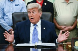 US President Donald Trump speaks during an announcement with Environmental Protection Agency (EPA) Administrator Lee Zeldin in the Oval Office of the White House in Washington, DC on May 21, 2026.