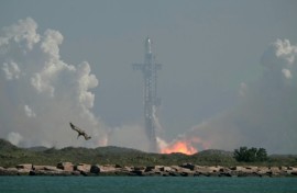 The launch of the mammoth rocket comes as Elon Musk's space company prepares a buzzy initial public offering