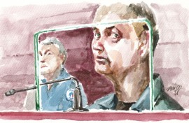 Court sketch of German serial killer Martin Ney, already serving a life sentence in Germany