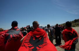 Activists from across the country and local residents flocked midday to the Vjosa-Narta lagoon to protest the plan