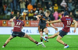 The Waikato Chiefs' Damian McKenzie is pumped up for their Super Ruby semi-final against the Canterbury Crusaders