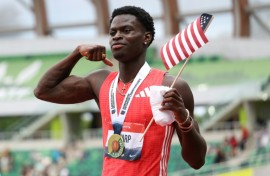 Ja'kobe Tharp has broken the 110m hurdles world record