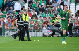Home fans disrupted Ireland's friendly with World Cup participants Qatar in Dublin by throwing tennis balls onto the pitch