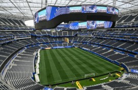 Branding for companies that are not FIFA sponsors have all been covered or removed at Los Angeles Stadium, normally known as SoFi Stadium, ahead of the 2026 World Cup