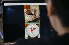 A Facebook post offering a dead pangolin curled up on a weighing scale for sale