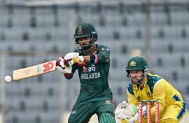 Bangladesh's Towhid Hridoy struck a composed 83 as the hosts reached 274-5 in the third one-day international cricket match against Australia at the Sher-e-Bangla National Stadium