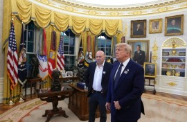President Donald Trump in the Oval Office shortly after the US-Iran deal was announced