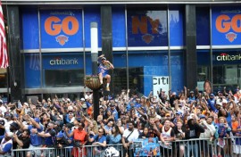 The Knicks parade drew a huge security detail of New York police officers