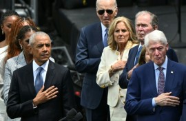 Former US presidents Barack Obama, Joe Biden, George W. Bush and Bill Clinton made a rare joint appearance, but current President Donald Trump was absent