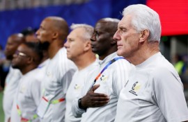 South Africa coach Hugo Broos took aim at the air-conditioned Atlanta Stadium and the World Cup's mid-game drinks breaks