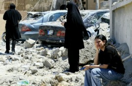 A woman weeps at the site of an Israeli airstrike that targeted the southern Lebanese village of Qennarit on June 20, 2026