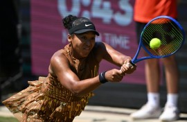 Japan's Naomi Osaka needed just 59 minutes to reach the WTA Bad Homburg semi-finals