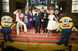 People dressed as different characters attend the premiere of 'Minions & Monsters' at the Dolby Theatre in Hollywood, California