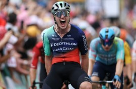 Debutant Olav Kooij surged to a dominant sprint victory on the fifth stage of the Tour de France