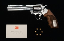 NATO leaders received the highly unusual gift of a revolver and six bullets