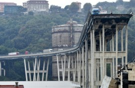 The Morandi Bridge in Genoa, part of a key highway connecting France and Italy, gave way in torrential rain on August 14 2018, sending dozens of vehicles tumbling into the abyss.