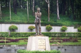 A statue of General Aung San is seen at Bogyoke Aung San Park in Yangon. Statues of the independence hero are quietly disappearing across Myanmar