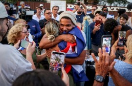 Cuban dissident Luis Manuel Otero Alcantara flew to Miami to go into exile in the United States, after serving a five-year prison term in Cuba for disturbing the public order, among other charges