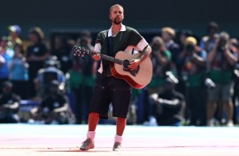 Justin Bieber took to the guitar during the World Cup half-time show