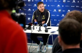 Chelsea manager Xabi Alonso speaks at a press conference in Sydney