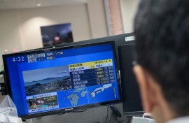 Shaking continued for about half an hour after an earthquake with a magnitude of 7.1 hit southwest Japan, an NHK staffer said