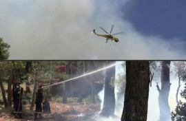 Firefighters battle blazes in the hills of Greece's Porto Germeno
