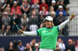 Japan's Shiho Kuwaki celebrates winning the women's British Open