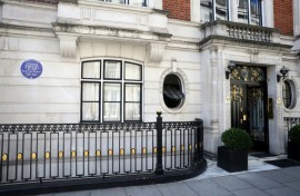 An English Heritage Blue Plaque for Austrian writer Stefan Zweig, is displayed outside a flat on Hallam street, in central London