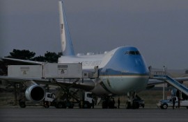 Air Force One prior to Donald Trump's departure from Ankara on July 8 -- though he may have swapped planes via a catering truck due to security threats