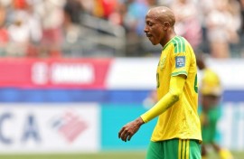 Khuliso Mudau reacts after South Africa lost to Canada in a 2026 World Cup second-round match