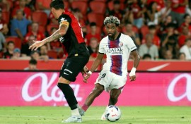 Paris Saint-Germain's Ibrahim Mbaye (R) has joined Aston Villa