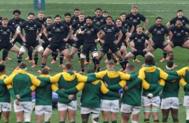 New Zealand players perform the Haka in front of South Africa before the third Test in Johannesburg last weekend