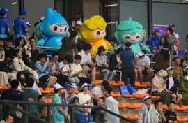 Spectators at a women's cricket match during the Asian Games in Hangzhou in September 2023