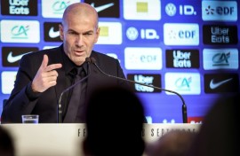 New France coach Zinedine Zidane speaks at a press conference in Paris on Friday after naming his first squad since being appointed