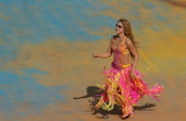 Shakira performs during the halftime show of the 2026 World Cup final