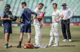 Matt Renshaw followed his marathon 190 in the first innings with a brisk 82 as Australia took a grip on the 1st Test against South Africa in Durban