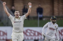Australia's Scott Boland has four wickets so far in the second Test against South Africa