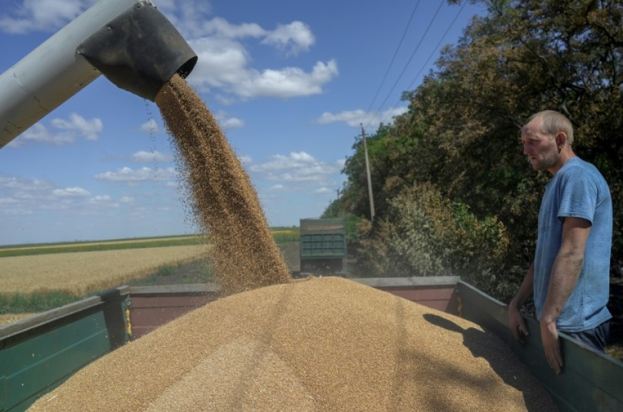 File: Grain uploaded to a truck. AFP/Bulent Kilic
