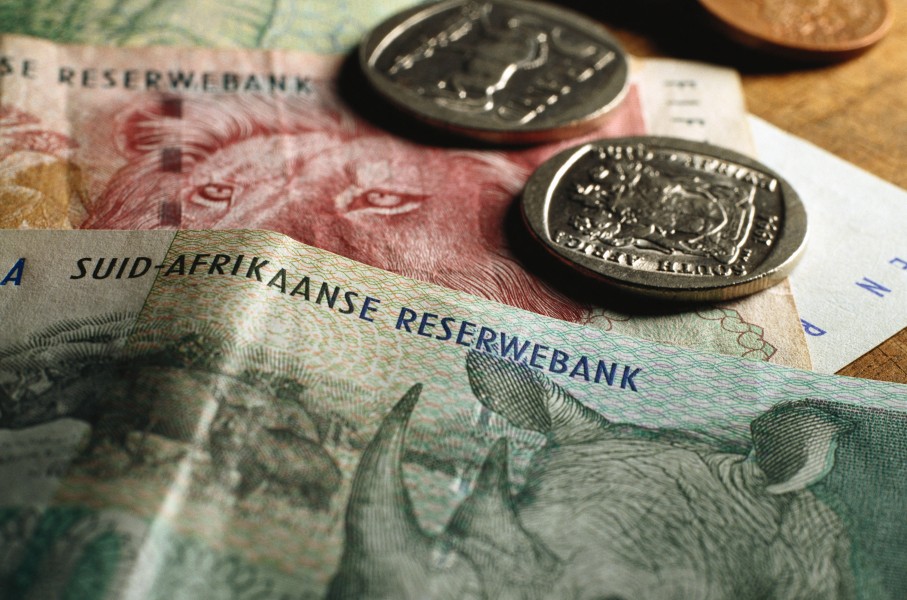 File: South African rands seen on a desk. AFP