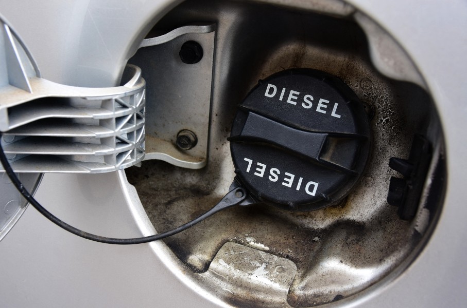 Diesel fuel on a car.