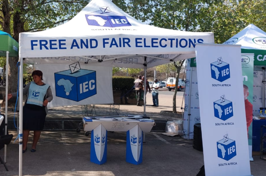An IEC tent where voters can register or check their details. Facebook/IEC
