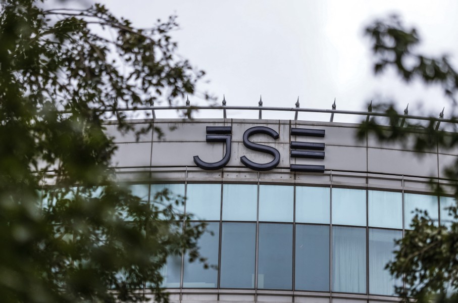 File: A general view of the the logo of the Johannesburg Stock Exchange (JSE) in Sandton, South Africa. 