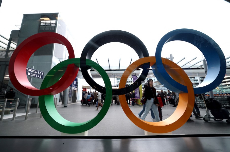 A view of Olympic rings at the Orly airport, south of Paris. AFP/Emmanuel Dunand